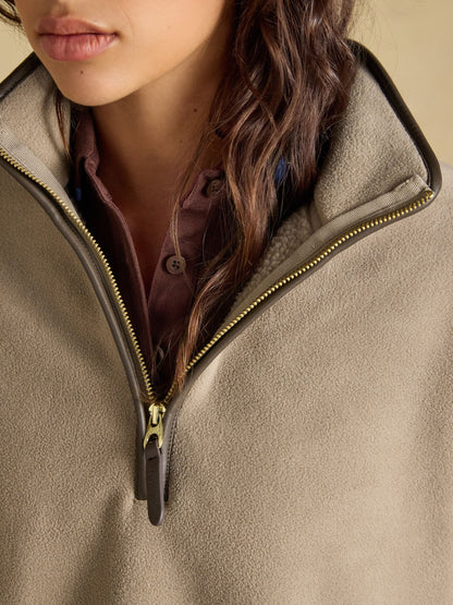 Women's Joules Heritage Mink Brown Polar Fleece Short Cape