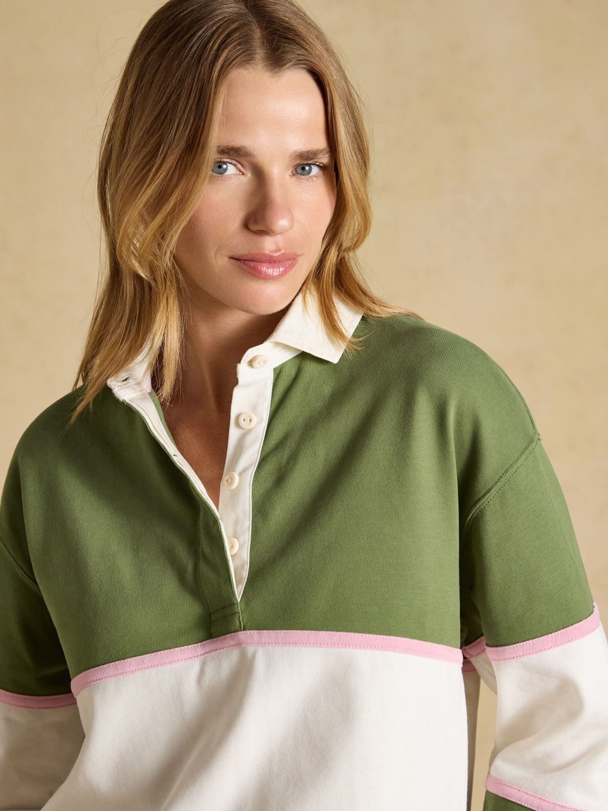 Women's Joules Long Sleeve Cotton Collared Rugby Deckshirt
