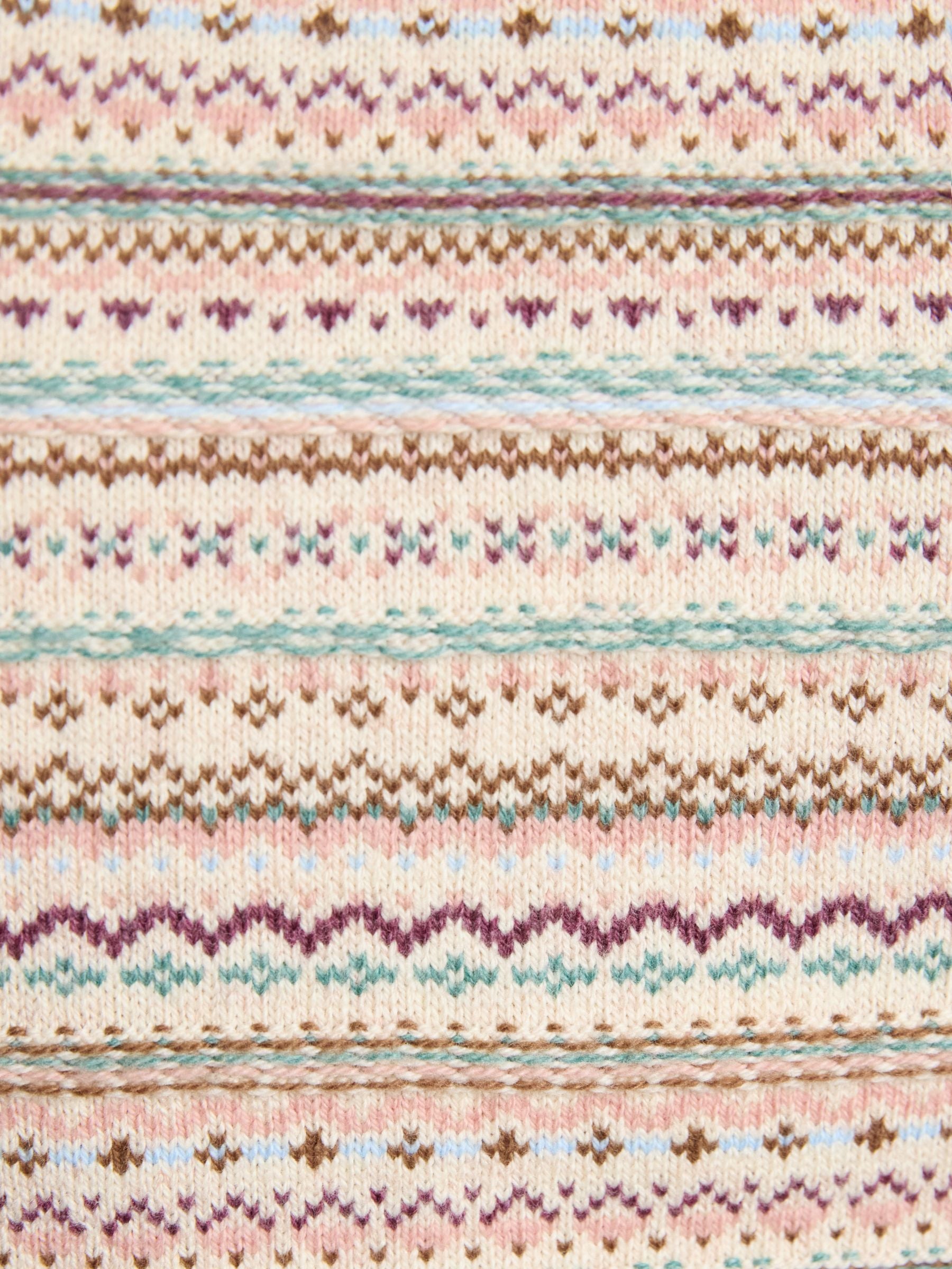 Joules Cotton Rich Fair Isle V-Neck Knitted Vest Oat