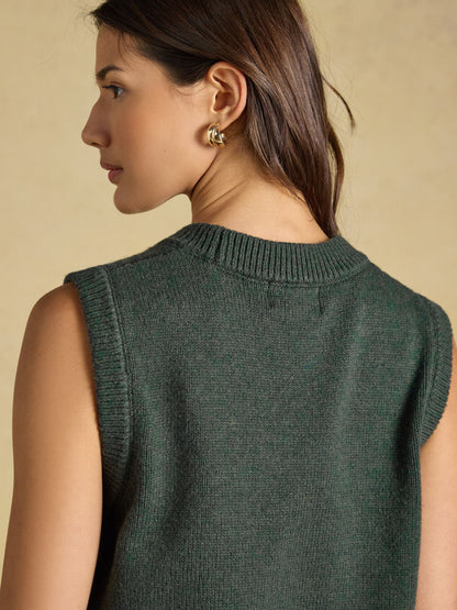 Women's Joules Jonty Fox Green Knitted Vest