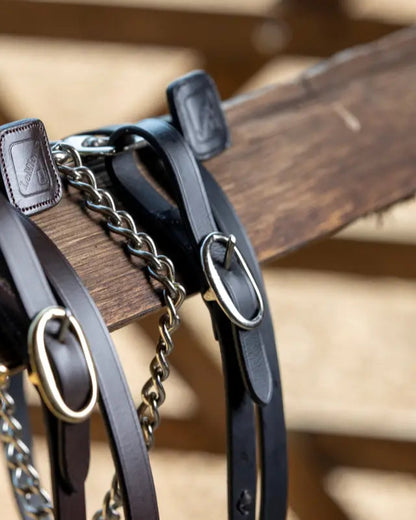 LeMieux Leather Trot Up Chain Black | Equiflair - Elegant horse show gear with detachable chain and branded stopper end for security.