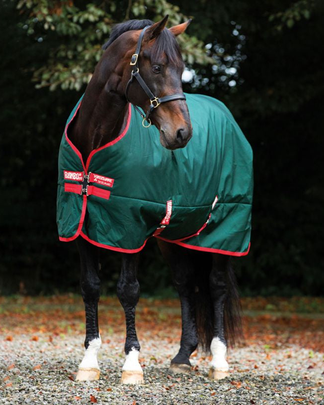 HORSEWARE RAMBO 1000D Turnout Rug - Green/Red, Waterproof & Breathable Horse Blanket