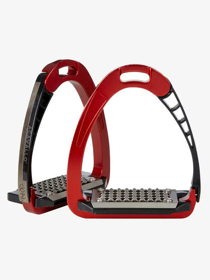 ACAVALLO Arena AluPro Red Stirrups: Equestrian safety stirrups, flexible and shock-absorbing for comfortable horse riding.