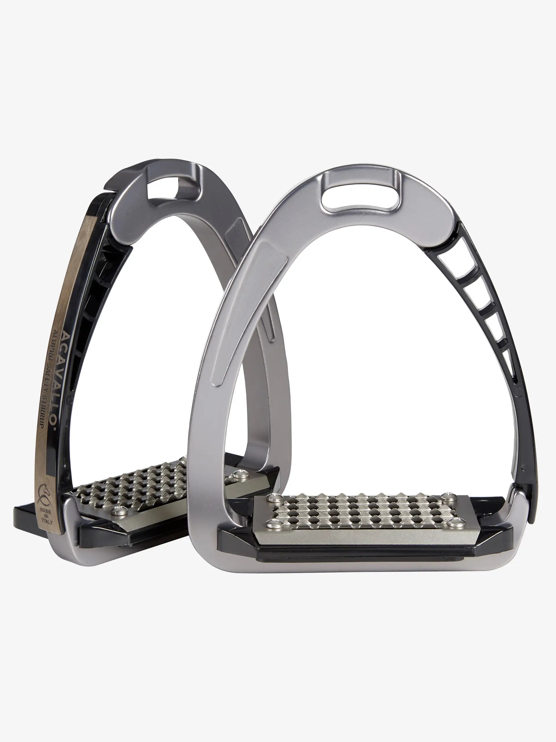 ACAVALLO Arena AluPro Safety Stirrups Titanium - Equestrian Equipment