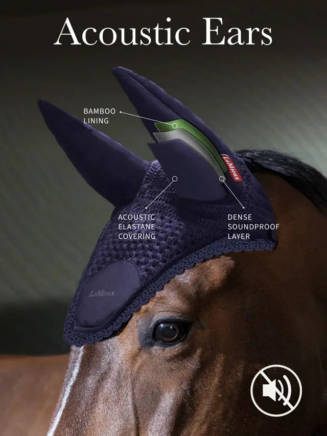 LEMIEUX Acoustic Fly Hood Navy - Soundproof Horse Ears for Focus & Comfort. Equestrian gear.