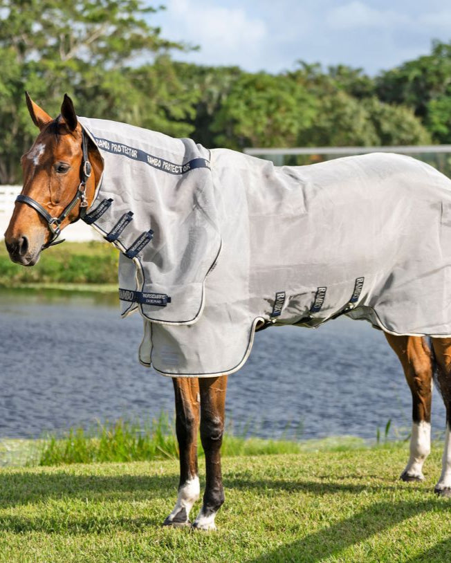 Horseware Rambo Protector Integrated Silver/Navy White And Beige