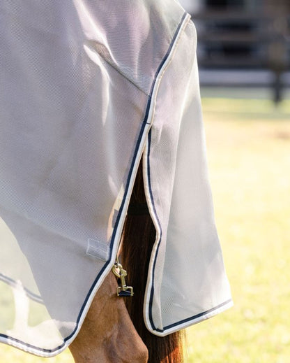 Horse Fly Sheet: Rambo Protector Integrated Fly Sheet by Horseware - Silver Mesh with Integrated Hood for Maximum Protection