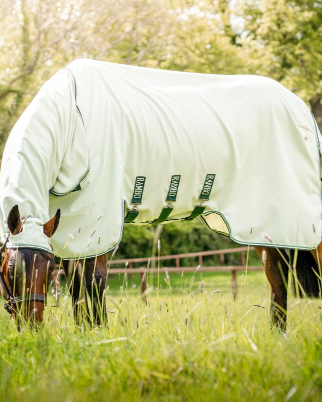 Rambo Hoody Horse Rug - Chalk & Green, Fly Sheet, UV Protection | Equiflair