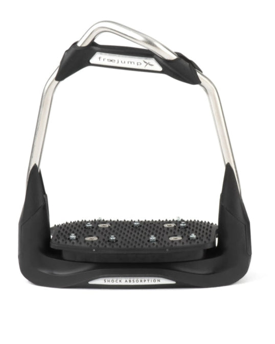 FREEJUMP AIR'S Stirrups Black: Equestrian Safety Stirrups for Optimal Performance, Comfort & Grip. Stainless Steel Frame.
