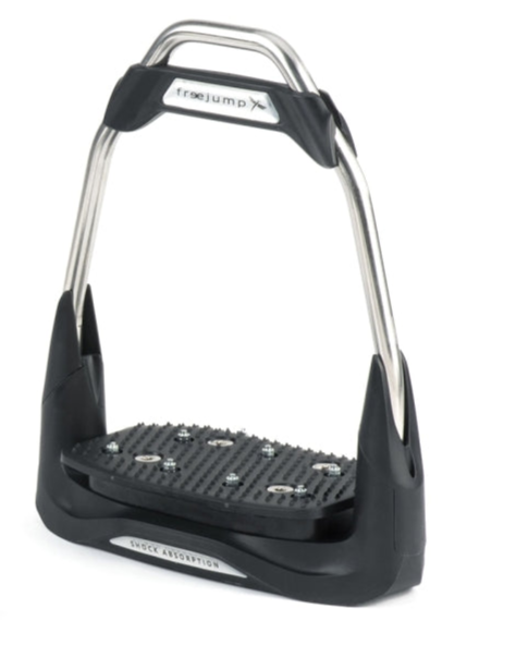 FREEJUMP AIR'S Stirrups Black: Shock Absorbing Equestrian Stirrups with Stainless Steel Frame and Super Grip