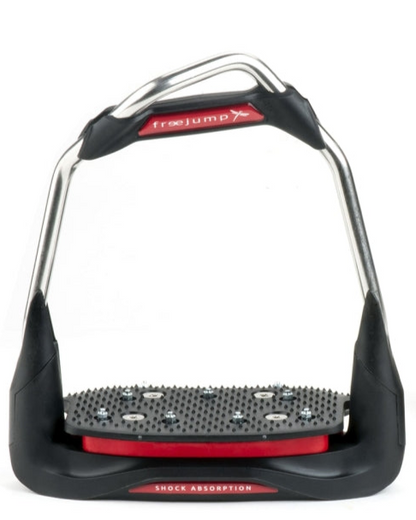 Freejump AIR'S Stirrups: Red & Black Equestrian Stirrups with Shock Absorption