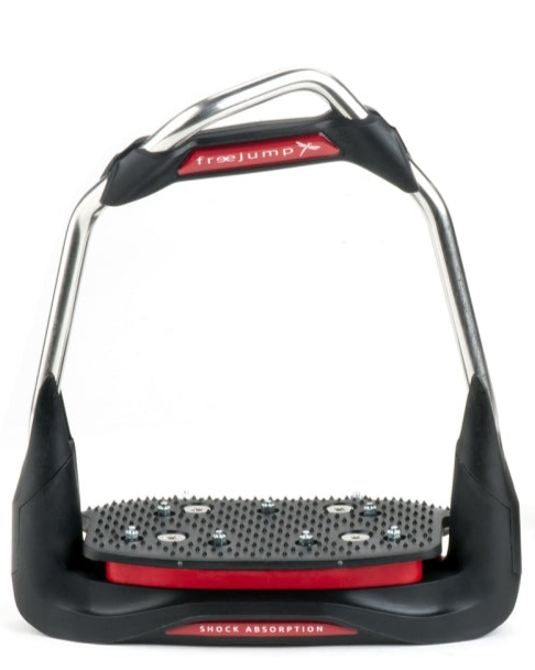 Freejump AIR'S Stirrups: Red & Black Equestrian Stirrups with Shock Absorption