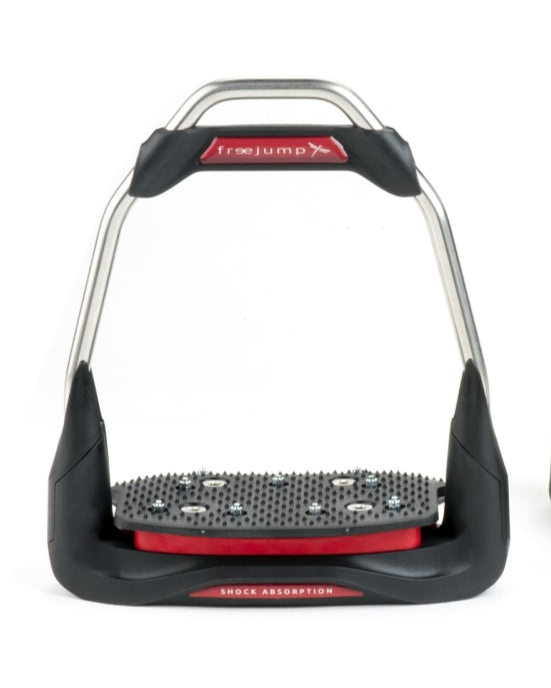 Freejump Air's Stirrups: Red & Black Equestrian Stirrups with Shock Absorption for Horse Riding
