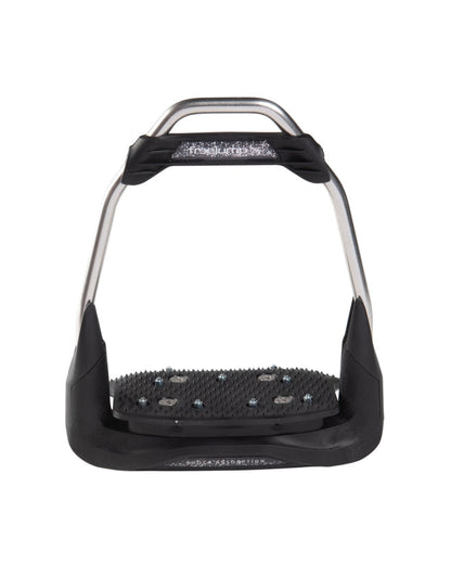 FREEJUMP AIR'S Black & Silver Equestrian Stirrup: Dressage Edition, Shock Absorbing, Superior Grip, Safety Stirrups