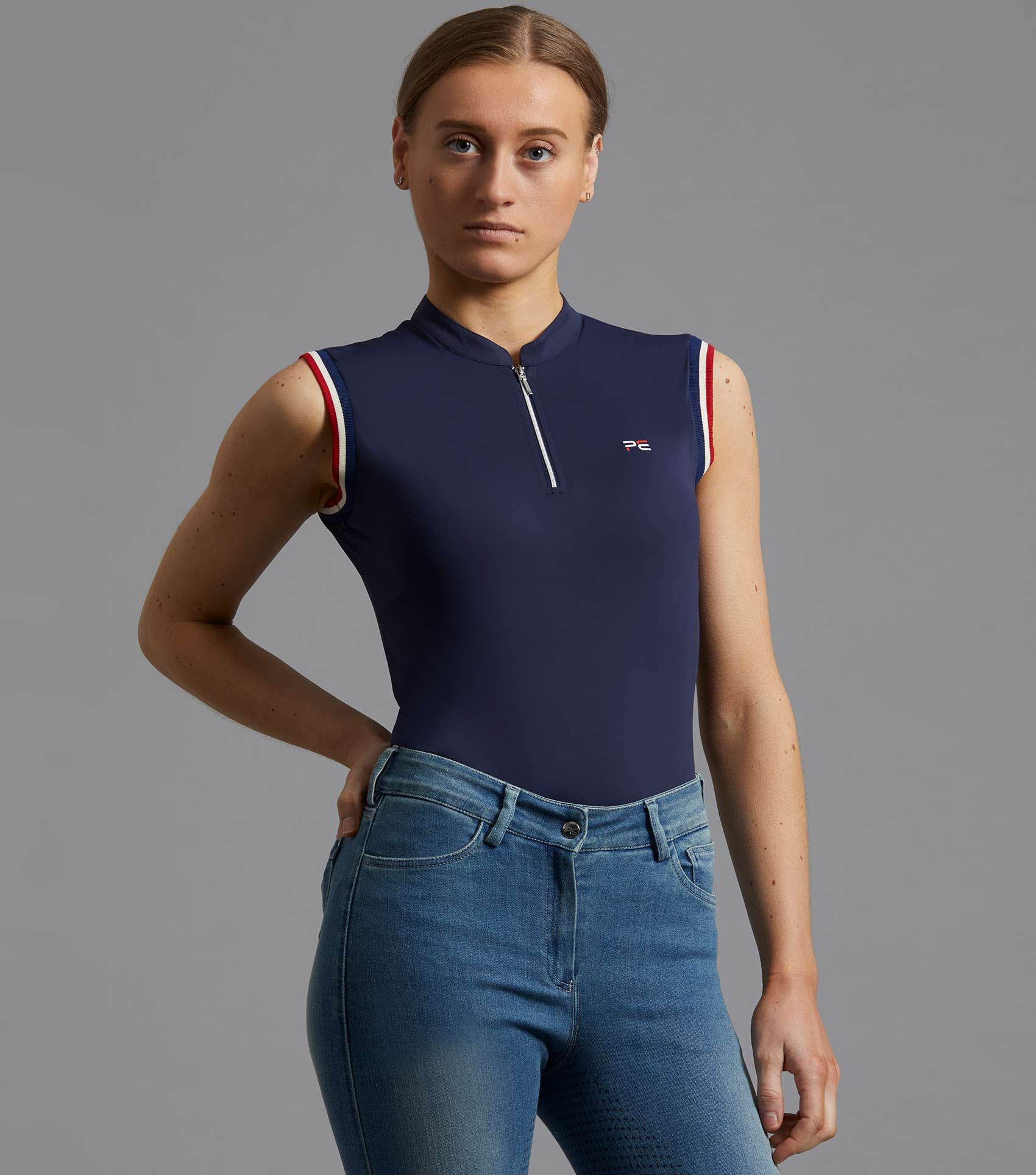 Premier Equine Alito Navy Sleeveless Riding Top | Equestrian Ladies Fashion