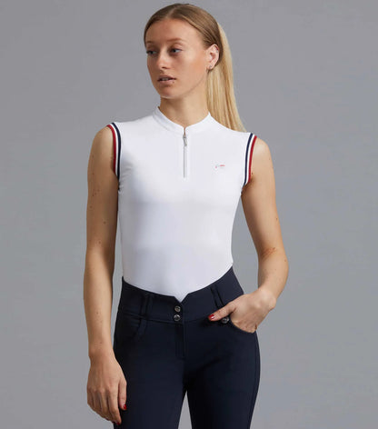 Premier Equine Alito Ladies Sleeveless Riding Top White: Equestrian Fashion, Comfortable, Sportive Style