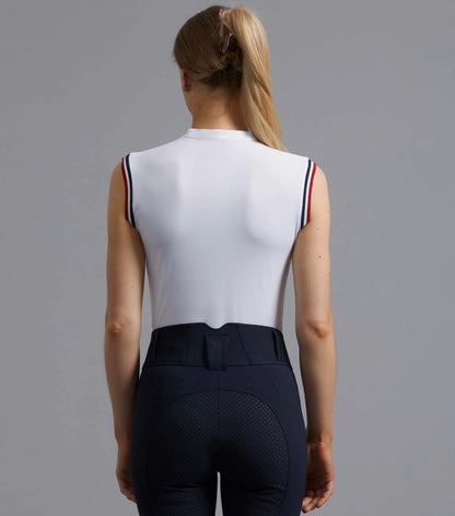 Premier Equine Alito White Sleeveless Riding Top - Breathable Equestrian Sportswear
