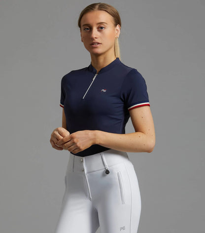 Premier Equine Ladies Navy Riding Top with White Breeches | Equestrian Apparel