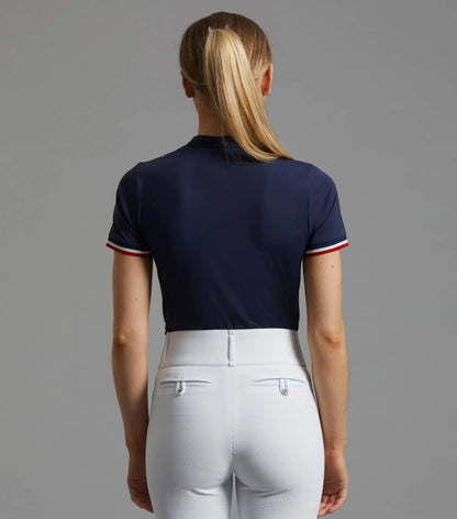 Premier Equine Allegra Ladies Navy Short Sleeve Riding Top - Equestrian Style