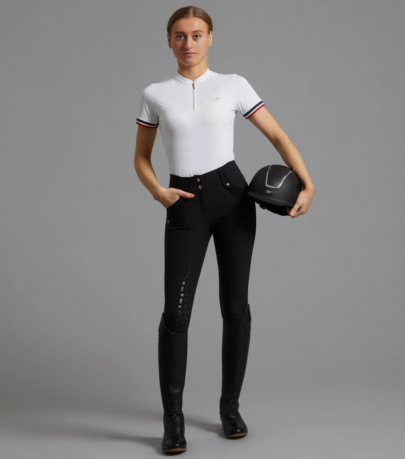 Premier Equine Allegra Ladies Short Sleeve Riding Top - White Equestrian Top, Riding Shirt, Horse Riding Apparel