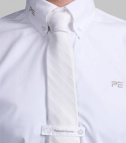 Premier Equine Andate Men's White Long Sleeve Show Shirt. Equestrian competition apparel.