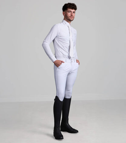 Men's Premier Equine Andate White Equestrian Show Shirt | Long Sleeve Riding Apparel for Competition