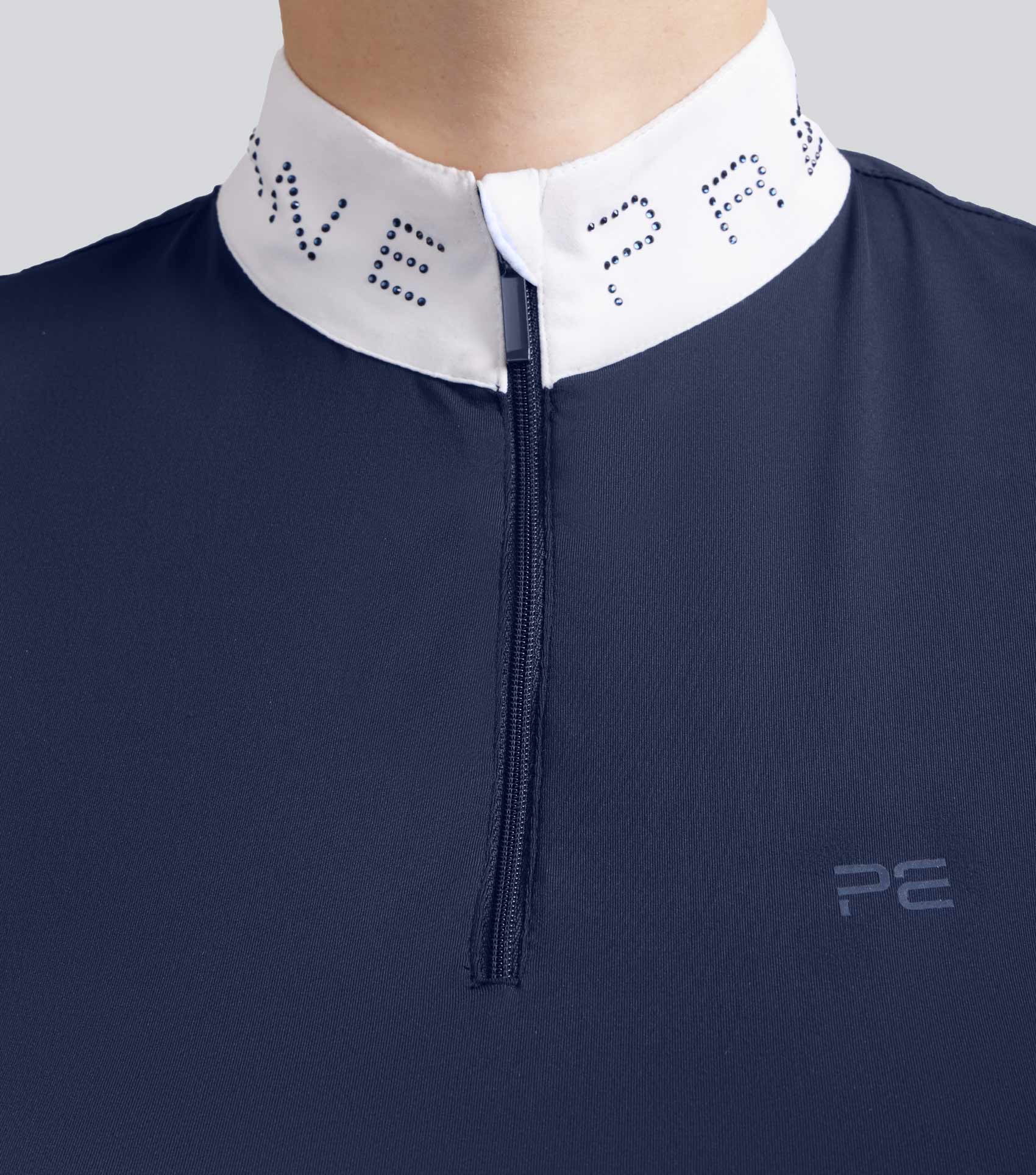 Premier Equine Andria Women's Navy Riding Top - Short Sleeve, Moisture-Wicking, Breathable Equestrian Shirt