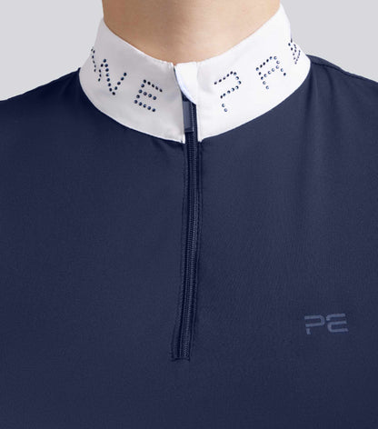 Premier Equine Andria Women's Navy Riding Top - Short Sleeve, Moisture-Wicking, Breathable Equestrian Shirt