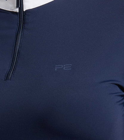 Premier Equine Andria Navy Riding Top: Women's Short Sleeve, Moisture-Wicking Equestrian Apparel