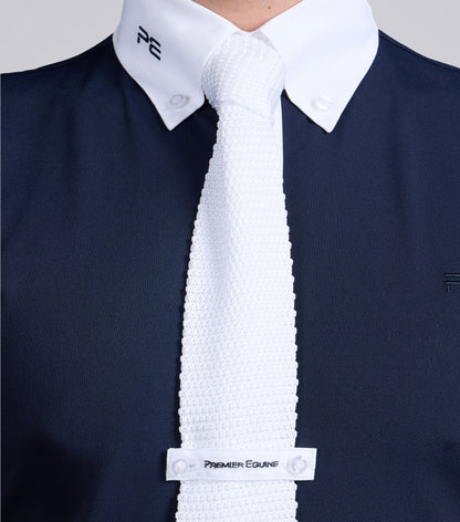 Premier Equine Antonio Men's Navy Show Shirt: Short Sleeve Competition Shirt with Tie. Equestrian Apparel.