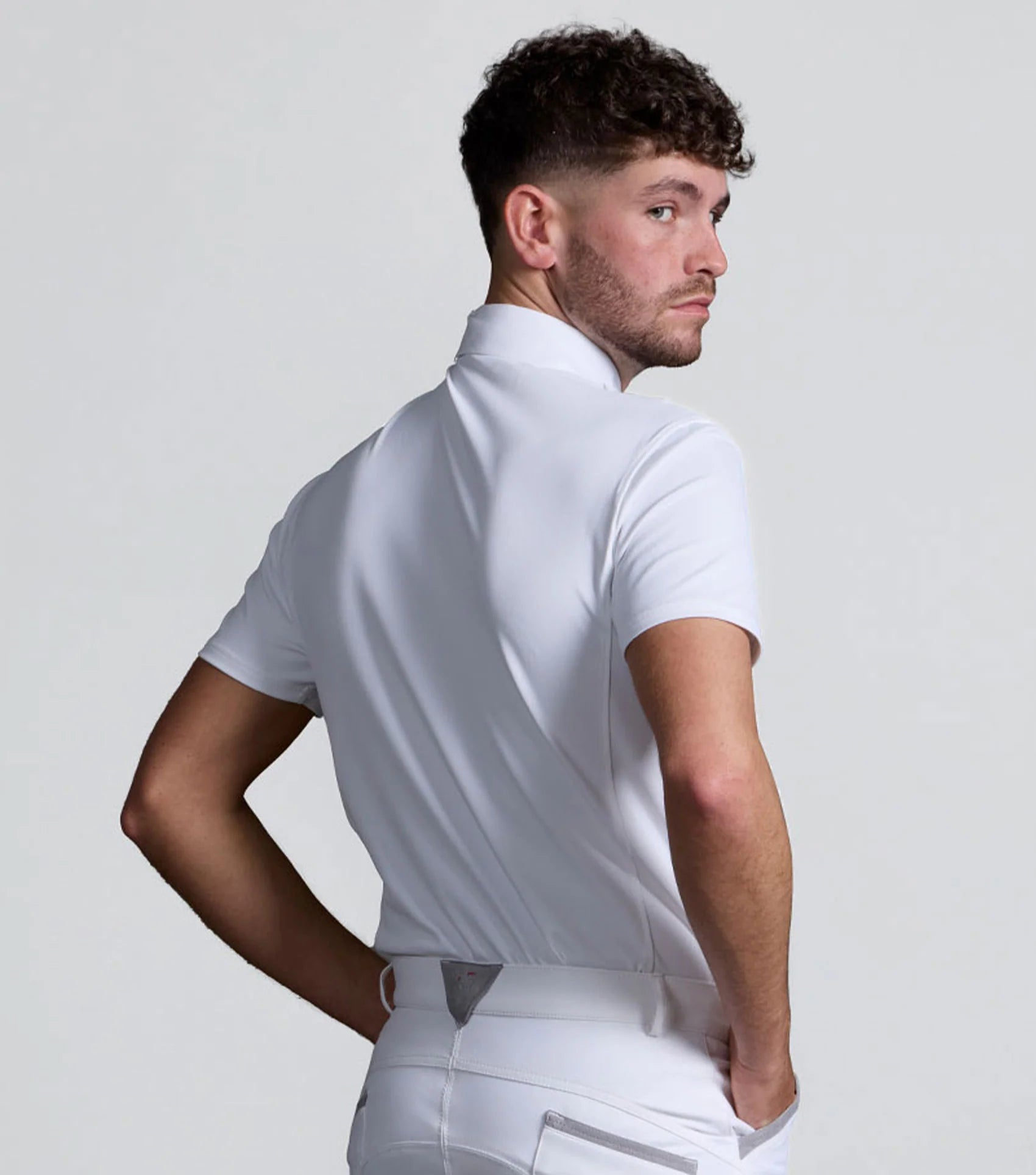 Premier Equine Antonio Men's White Short Sleeve Show Shirt for Equestrian Competition. Shop Now!