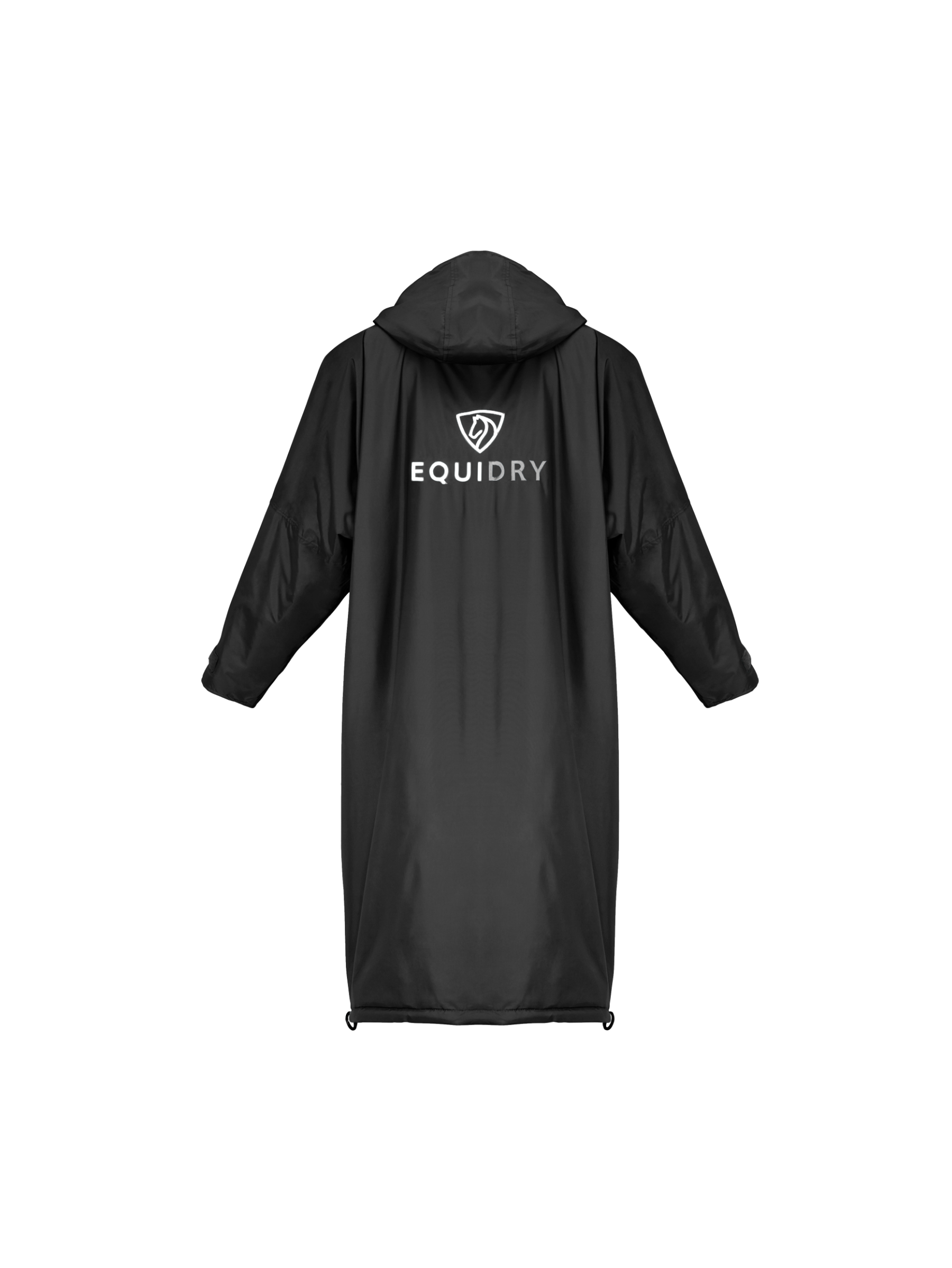 EQUIDRY Women's Waterproof Riding Coat: Black Fleece Lined Horse Riding Rain Coat - Back View