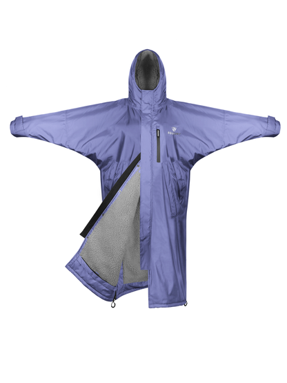 EQUIDRY women's long waterproof horse riding coat in Blue Lilac/Grey