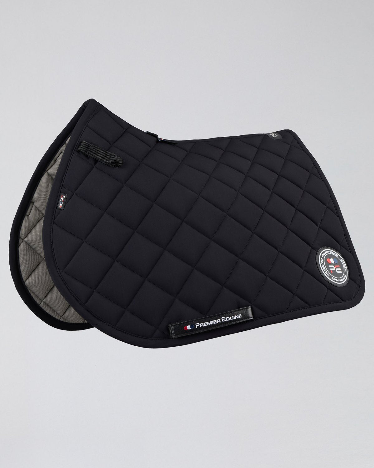 PREMIER EQUINE Atlas Close Contact GP/Jump Square - Black Saddle Pad for Horse Riding. Comfortable & Stylish Equestrian Equipment