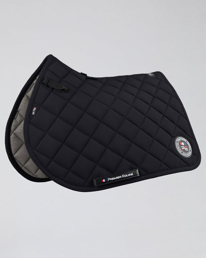 PREMIER EQUINE Atlas Close Contact GP/Jump Square - Black Saddle Pad for Horse Riding. Comfortable & Stylish Equestrian Equipment