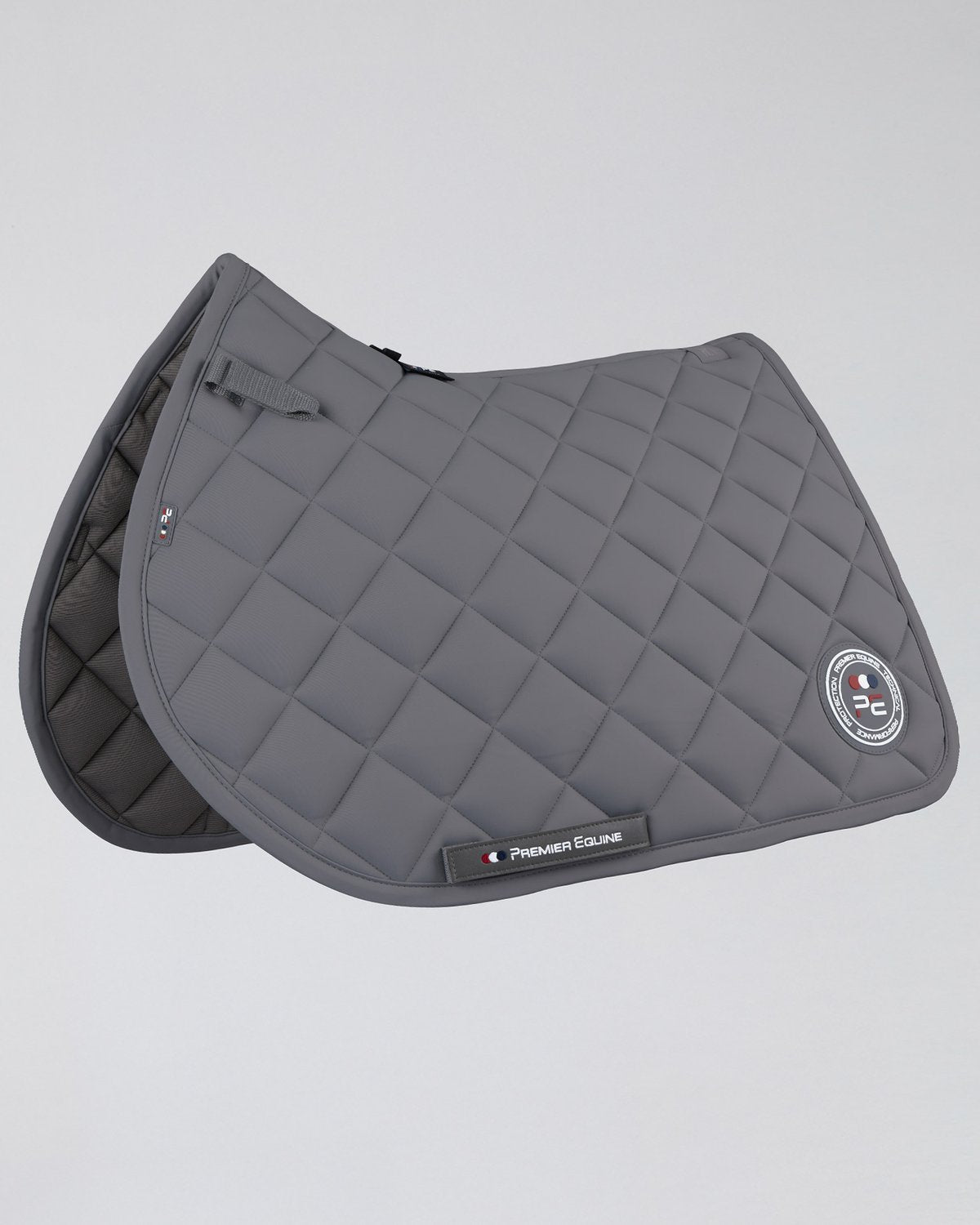 PREMIER EQUINE Atlas Close Contact GP/Jump Square Saddle Pad - Grey. Horse Riding Equestrian Equipment
