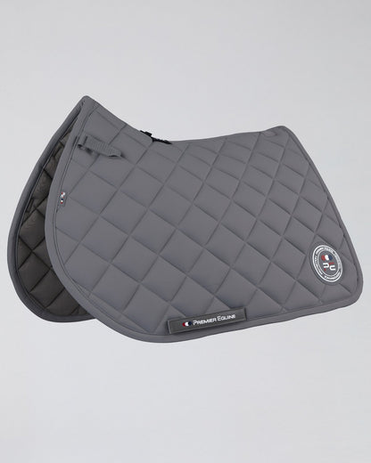 PREMIER EQUINE Atlas Close Contact GP/Jump Square Saddle Pad - Grey. Horse Riding Equestrian Equipment