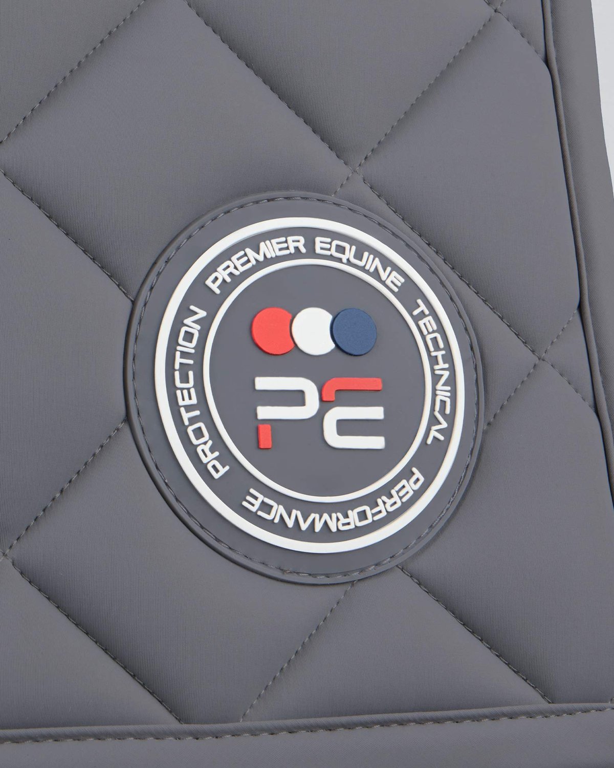 Premier Equine Atlas Close Contact Saddle Pad - Grey GP/Jump Square. Equestrian equipment for horse riding protection and performance.