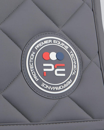 Premier Equine Atlas Close Contact Saddle Pad - Grey GP/Jump Square. Equestrian equipment for horse riding protection and performance.