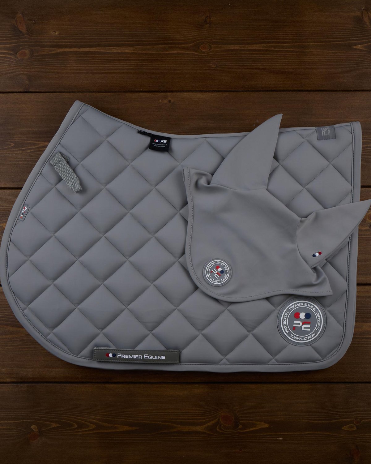 PREMIER EQUINE Atlas Close Contact GP/Jump Square - Grey Saddle Pad for Horse Riding