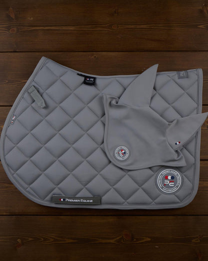 PREMIER EQUINE Atlas Close Contact GP/Jump Square - Grey Saddle Pad for Horse Riding