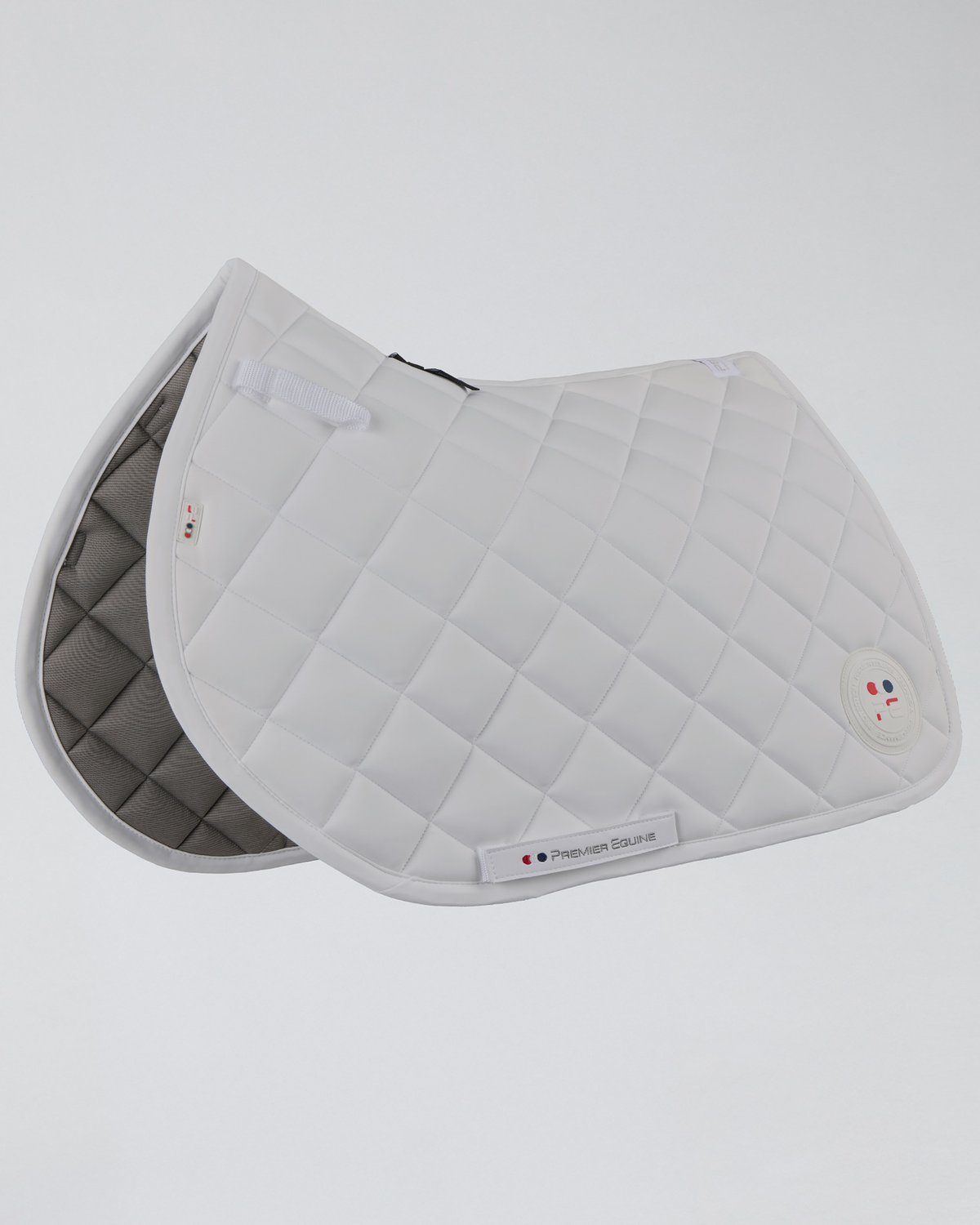 Premier Equine Atlas Close Contact GP/Jump Square Saddle Pad - White. Horse Riding Equipment.