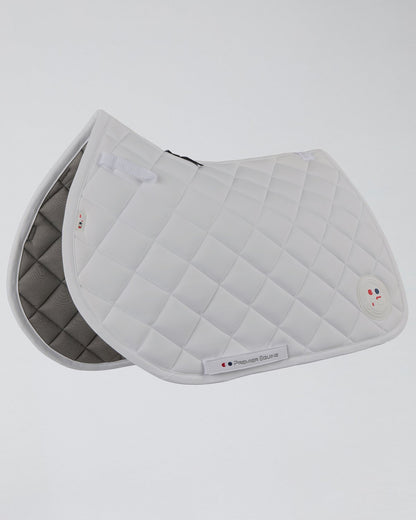 Premier Equine Atlas Close Contact GP/Jump Square Saddle Pad - White. Horse Riding Equipment.