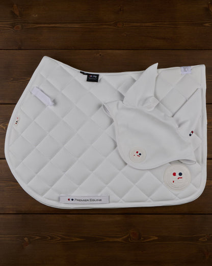 PREMIER EQUINE Atlas Close Contact GP/Jump Square Saddle Pad - White | Equestrian Comfort & Style