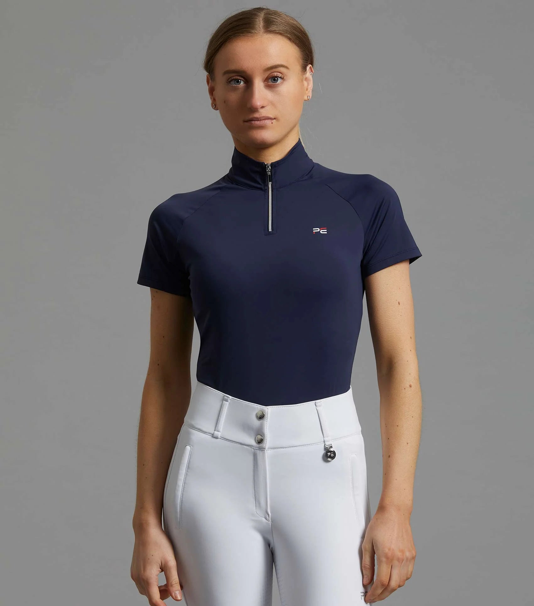 PREMIER EQUINE AURA Ladies Short Sleeve Riding Top Navy | Equestrian Shirt for Women