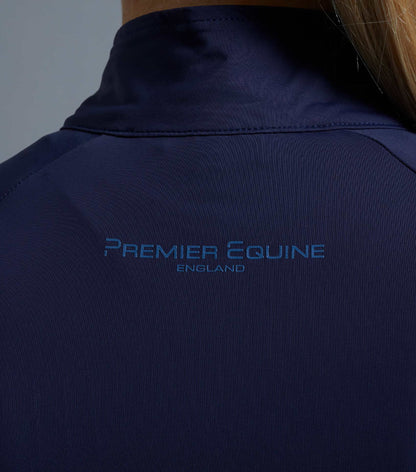 Premier Equine Aura Ladies Navy Riding Top. England equestrian apparel, performance wear, short sleeve.