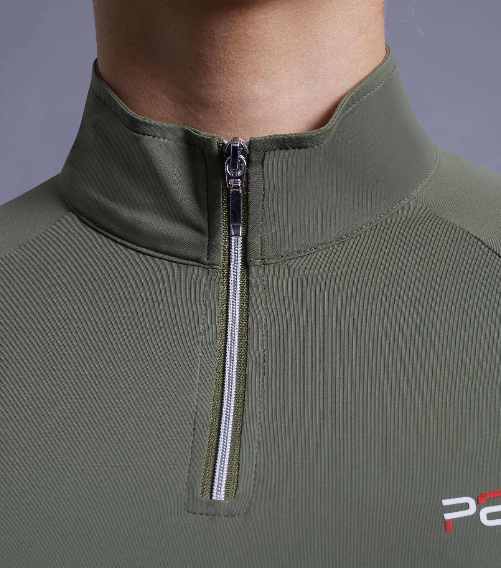 Premier Equine Aura Olive Riding Top - Ladies' Short Sleeve Zip-Up Shirt