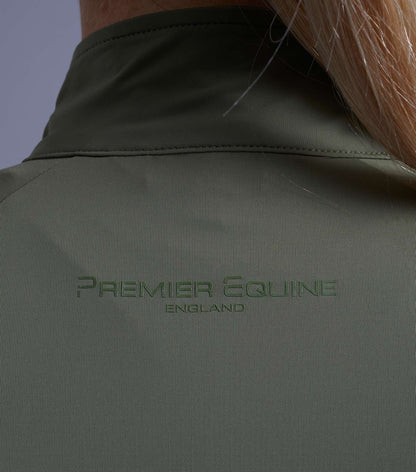 Premier Equine Aura Ladies Riding Top - Olive short sleeve equestrian shirt for women.