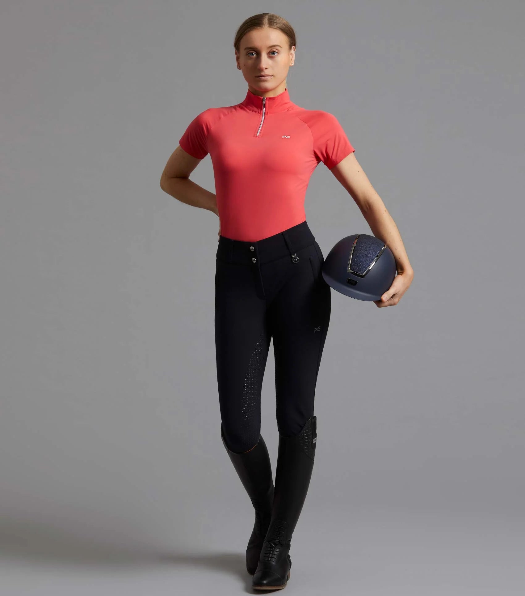 Premier Equine Aura Ladies Pink Short Sleeve Riding Top - Breathable Equestrian Apparel