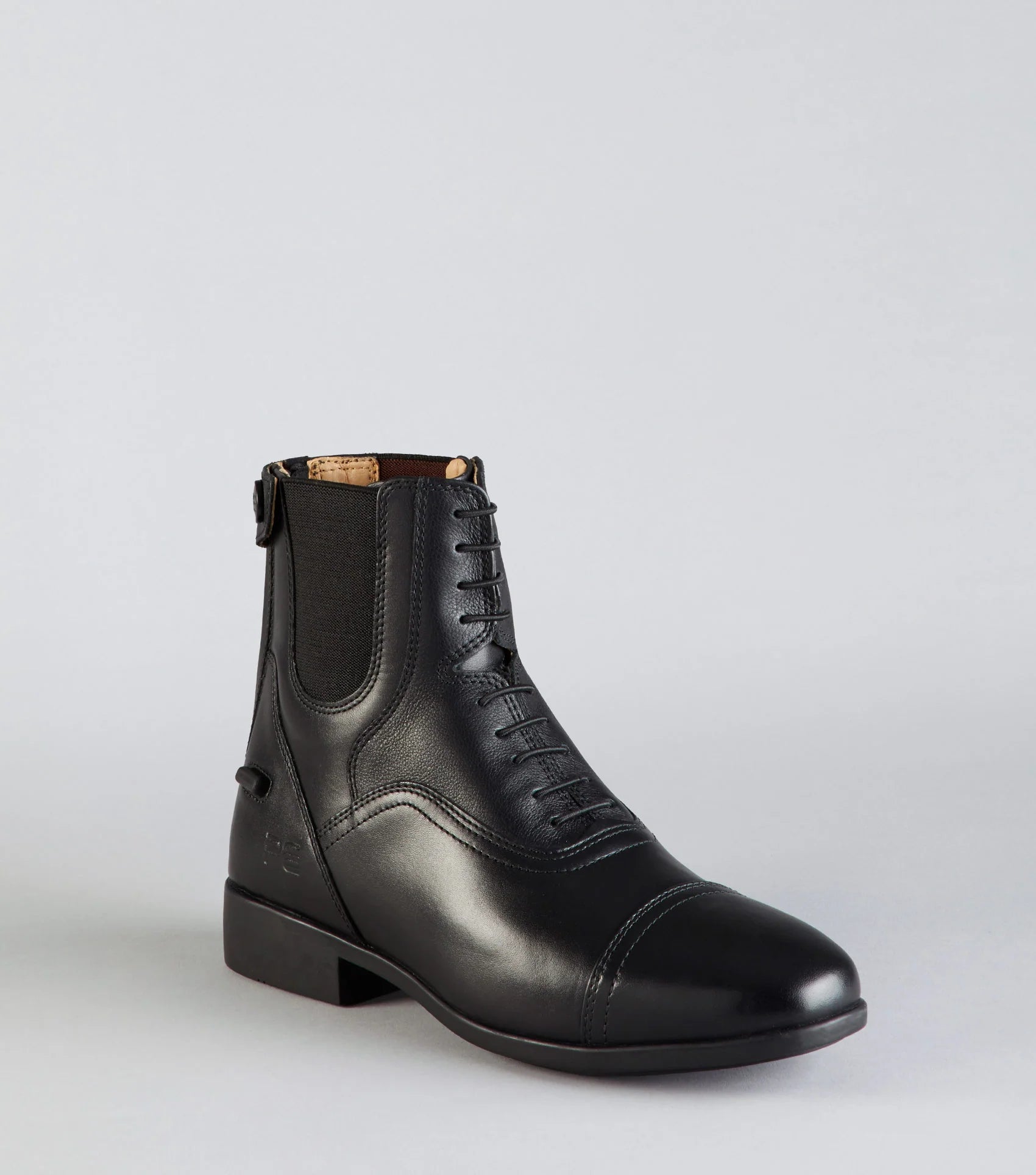 Premier Equine Avanti Black Leather Paddock Boots - Riding Boots with Elastic Laces & YKK Zip